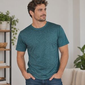 Real Essentials Mens L Active Dry-Fit Moisture Wicking Stretch TShirt Green NWOT